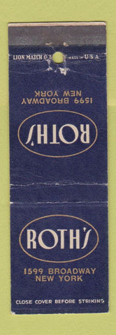 Matchbook Cover - Roth's New York City WEAR