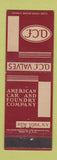Matchbook Cover - American Car and Foundry Company valves New York City
