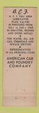 Matchbook Cover - American Car and Foundry Company valves New York City