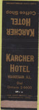 Matchbook Cover - Karcher Hotel Coffee Shop Waukegan IL