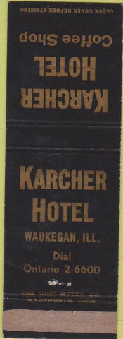 Matchbook Cover - Karcher Hotel Coffee Shop Waukegan IL