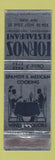 Matchbook Cover - Fornos Restaurant New York City Mexican Spanish