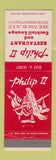 Matchbook Cover - Philip II Restaurant New York City