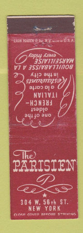 Matchbook Cover - The Parisien New York City Restaurant