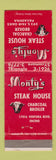 Matchbook Cover - Monty's Steak House Pasadena Encino CA