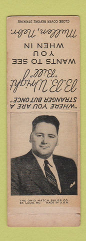 Matchbook Cover - BB Wright Mullen NE SAMPLE WEAR