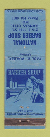 Matchbook Cover - National Barber Shop Kansas City MO TORN POOR