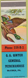 Matchbook Cover - GA Ginter General Merchandise McCrea PA