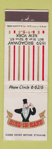 Matchbook Cover - Bird in Hand New York City magic