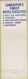 Matchbook Cover - King Douglas Hotel Lancaster PA