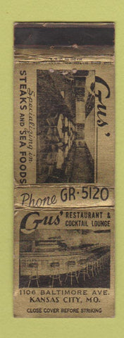 Matchbook Cover - Gus' Restaurant Kansas City MO WORN