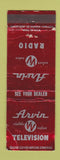 Matchbook Cover - Arvin Radio TV WORN