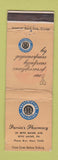 Matchbook Cover - Parvin's Drug Store Bryn Mawr PA WORN