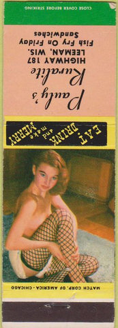Matchbook Cover - Pauly's Ruralite Leeman WI pinup