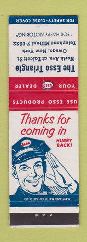 Matchbook Cover - Esso oil gas Traingle Owego NY