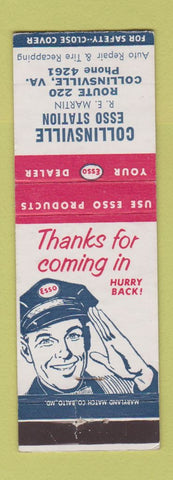 Matchbook Cover - Esso oil gas Collinsville VA low phone #