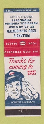 Matchbook Cover - Esso oil gas Pollard's Keysville VA