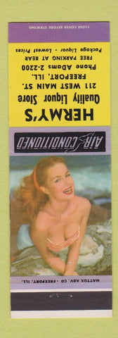 Matchbook Cover - Hermy's Liquor Freeport IL pinup