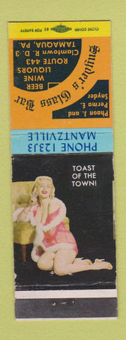 Matchbook Cover - Snyder's Glass Bar Tamaqua PA pinup