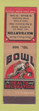 Matchbook Cover - Maybarton Bowling Clinton MA Brunswick