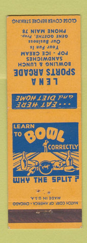 Matchbook Cover - Lena Sports Arcade bowling Lena WI?