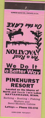 Matchbook Cover - Pinehurst Resort Naytahwaush MN