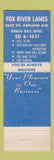 Matchbook Cover - Fox River Lanes Bowling Green Bay WI