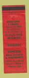 Matchbook Cover - Dunton Real Estate Insurance Detroit MI WORN