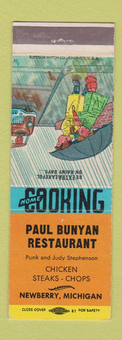 Matchbook Cover - Paul Bunyan Restaurant Newberry MI