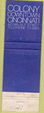 Matchbook Cover - Colony Cincinnati OH