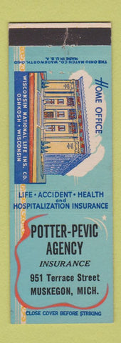 Matchbook Cover - Potter Pevic Insurance Muskegon MI