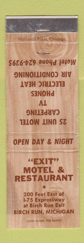 Matchbook Cover - Exit Motel Restaurnt Birch Run MI WEAR