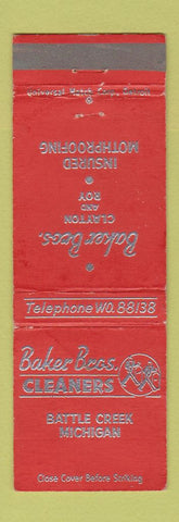 Matchbook Cover - Baker Bros Cleaners Battle Creek MI