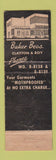 Matchbook Cover - Baker Bros Cleaners Battle Creek MI