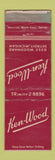 Matchbook Cover - Ken Wood Detroit MI WORN
