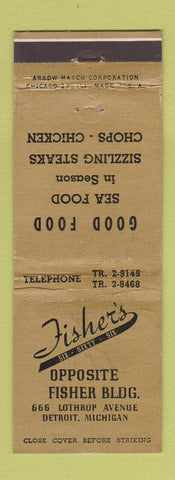 Matchbook Cover - Fisher's Restaurant Detroit MI ARROW WEAR