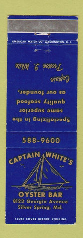Matchbook Cover - Captain White's Oyster Bar Silver Spring MD WORN