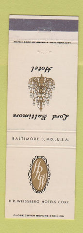 Matchbook Cover - HR Weissberg Hotels Lord Baltimore MD
