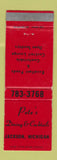Matchbook Cover - Pete's Restaurant Jackson MI WEAR