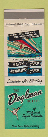 Matchbook Cover - Deglman Hotel Saulte Ste Marie MI Ojibway Park