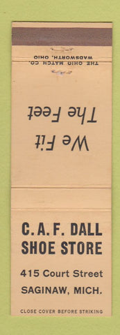 Matchbook Cover - CAF Dall Shoes Saginaw MI