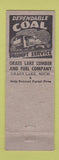 Matchbook Cover - Grass Lake Lumber Fuel Grass Lake MI coal