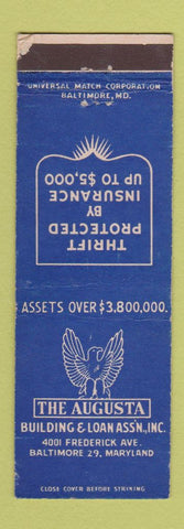 Matchbook Cover - Augusta Building and Loan Baltimore MD WORN