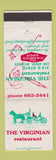 Matchbook Cover - The Virginian Restaurant Ann Arbor MI WEAR