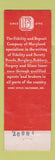 Matchbook Cover - Fidelity and Deposit Baltimore MD