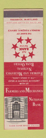 Matchbook Cover - Farmers and Mechanics Bank Frederick MD