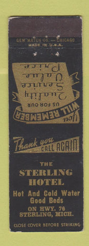 Matchbook Cover - Sterling Hotel Sterling MI GEM WEAR