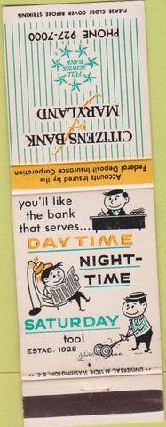 Matchbook Cover - Citizens Bank of Maryland Riverdale MD