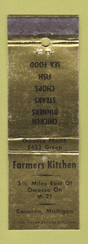 Matchbook Cover - Farmers Kitchen Corunna MI WORN