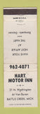 Matchbook Cover - Hart Motor Inn Battle Creek MI WORN